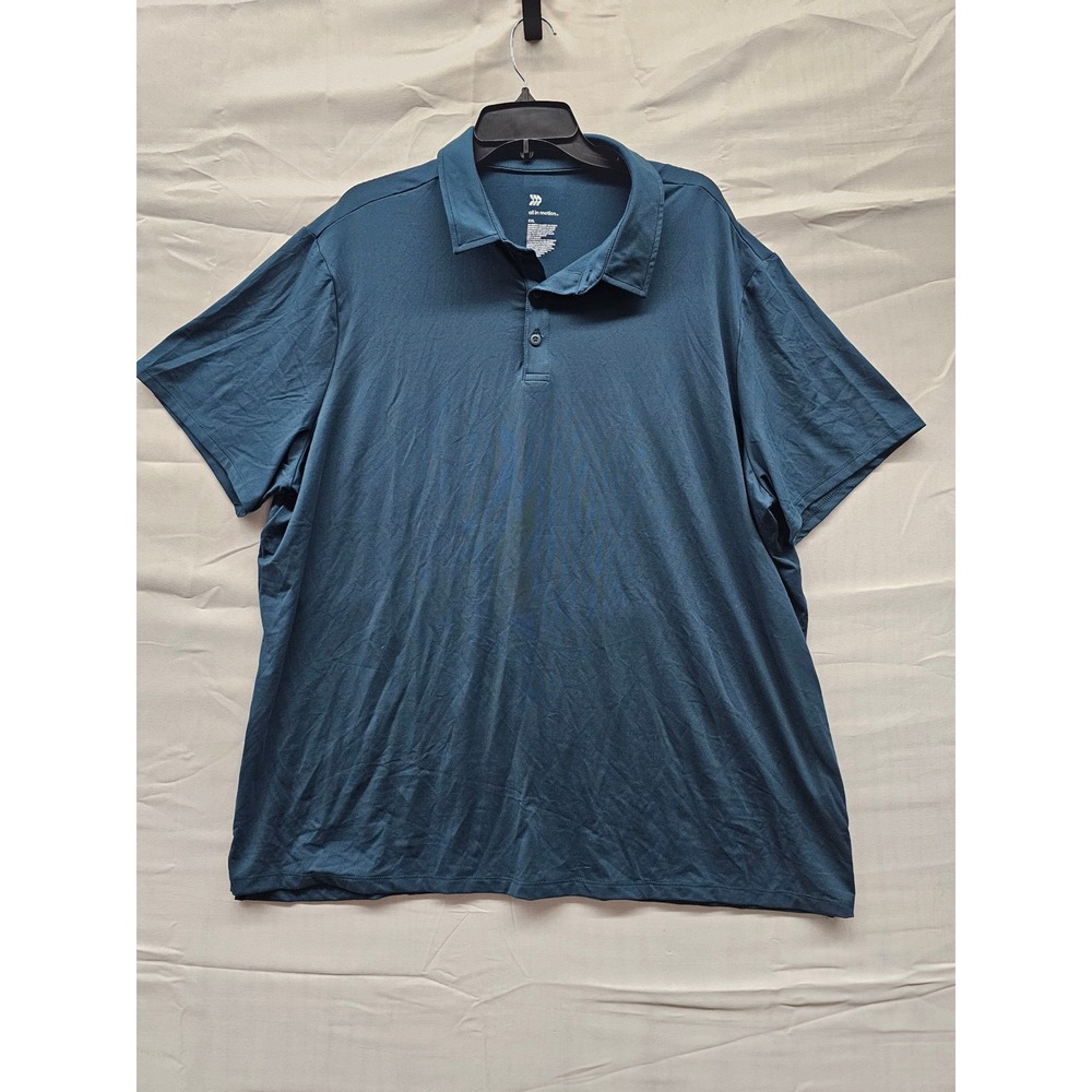 All in Motion Mens XXL Jersey Power Polo Shirt Teal Green Tiger Stripe 6WWLE NEW
